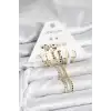 Gold Renk Pirinç 6lı Kadın Küpe Seti