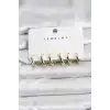 Gold Renk Pirinç Halka Kadın Küpe Seti