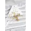 Gold Renk Pirinç Kadın 6 Çift Küpe Seti