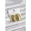Gold Renk Pirinç Vintage Esintili Statement Küpe