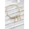 Gold Renk Pirinç Yonca Charmlı Kadın Bileklik
