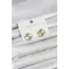 Gold Renk Pirinç Yonca Model Kadın Küpe