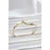 Gold Renk Pirinç Zikzak Model Kadın Bileklik