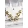 Gold Renk Yonca Kalp Deniz Kabuğu Figür CCB Kadın Küpe Seti