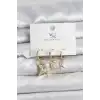 Gold Renk Zirkon Taşlı Kadın Küpe