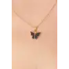 Gold Siyah Renk Kelebek Figür Kadın Kolye