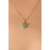 Gold Yeşil Renk Kelebek Figür Kadın Kolye