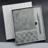 Gri Renk Defter Ve Metal Roller Kalem Seti