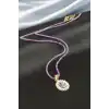 Gül Oval Mineli İpli Kolye