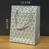 Gümüş Geometrik Desenli Mini Boy Karton Hediye Çantası