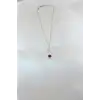 Gümüş Kaplama Kırmızı Gül Figürlü Kadın Kolye