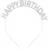 Gümüş Kristal Taşlı Happy Birthday Tacı