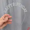 Gümüş Kristal Taşlı Happy Birthday Tacı