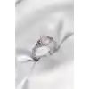 Gümüş Renk Pembe Damla Model Kadın Yüzük