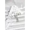 Gümüş Renk Pirinç 6 Çiftli Kadın Küpe Seti