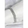 Gümüş Renk Pirinç Cuba Chain Gurmet Bileklik