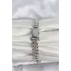 Gümüş Renk Pirinç Cuba Chain Gurmet Bileklik