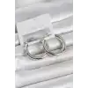 Gümüş Renk Pirinç Halka 30 mm Kadın Küpe
