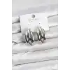 Gümüş Renk Pirinç Yarım Halka Model Kadın Küpe