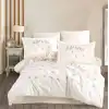 Hobby Çift Kişilik Poplin Premium Nakışlı Nevresim Lidia Krem