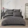 Hobby Çift Kişilik Poplin Premium Nakışlı Nevresim Spring Gri