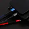 Işıklı Anahtarlık Model 3 in 1 USB Çıkışlı MİKRO,TYPE-C ve İphone Uyumlu Şarj Kablosu
