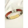 İsim Yazılabilir Deri Çelik Bileklik