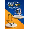 Kablolu Bluetooth Kulaklık ve Kadınlara Özel Bileklik Hediyeli Yeni Nesil Akıllı Saat 3 Kordonlu