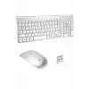 Kablosuz Klavye Mouse Seti Beyaz Q Klavye Tüm Cihazlara Uyumlu