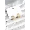 Kaburga Model Zirkon Taşlı Pirinç Kadın Küpe