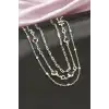 Kalp Kristal Taşlı Üçlü Kolye