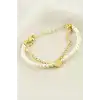 Kalp Şerit Taşlı İnci Bileklik