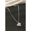 Kalp Taşlı Çelik Kolye