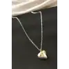 Kalp Taşlı Çelik Kolye