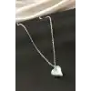 Kalp Taşlı Çelik Kolye