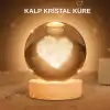 Kalpli Işıklı Cam Küre Ahşap Standlı Dekoratif Gece Lambası