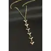Kare Kristal Taşlı Çelik Kolye