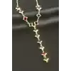 Kare Kristal Taşlı Y Kolye