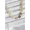 Kare Plaka Model Gold Renk Kadın Kolye