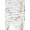 Kare Plaka Model Gold Renk Kadın Kolye