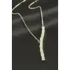 Kare Zirkon Taşlı Lüks Çelik Kolye