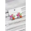 Karışık Renk Kristal Taşlı Çiçek Model Kadın Küpe
