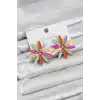 Karışık Renk Kristal Taşlı Lotus Model Kadın Küpe