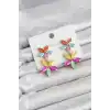 Karışık Renkli Kristal Çiçek Küpe