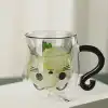 Kedi Figürlü Çift Cidarlı Cam Bardak