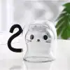 Kedi Figürlü Çift Cidarlı Cam Bardak
