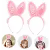 Kenarları Dantelli Pembe Pullu Payetli Led Işıklı Tavşan Kulak Taç 23x19 cm
