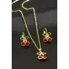 Kiraz Taşlı Set Kolye