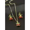 Kiraz Taşlı Set Kolye