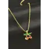 Kiraz Zirkon Taşlı Çelik Kolye